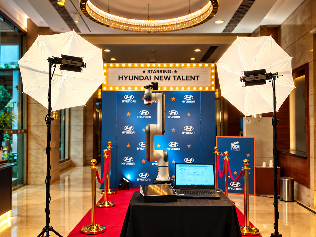 Glambot at Hyundai Crescendo'26 event with red carpet and branded backdrop
