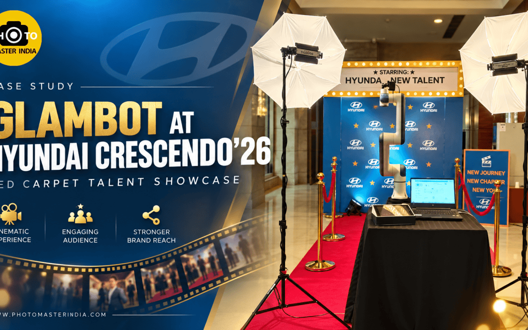 Glambot setup at Hyundai Crescendo'26 event with red carpet and Hyundai branded backdrop